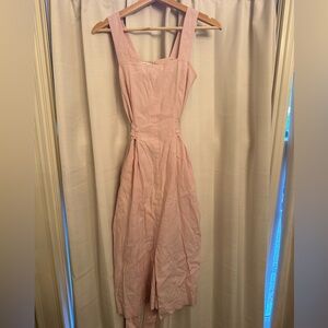 Vince Belted Linen Pink Dress